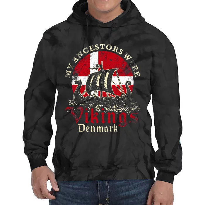 Danish Denmark Viking Ship Flag Tie Dye Hoodie