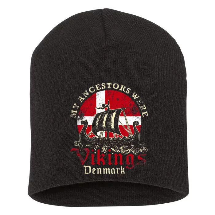 Danish Denmark Viking Ship Flag Short Acrylic Beanie