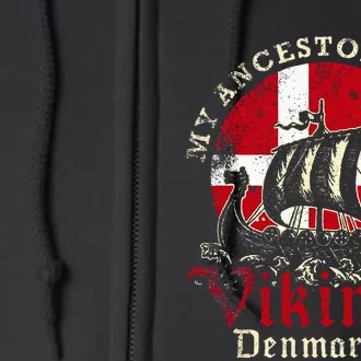 Danish Denmark Viking Ship Flag Full Zip Hoodie