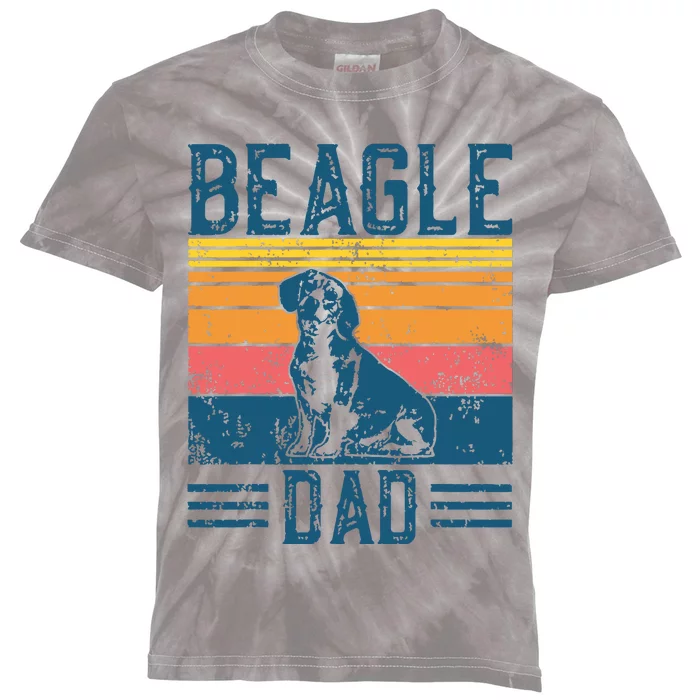 Dog Dad Vintage Beagle Dad Kids Tie-Dye T-Shirt