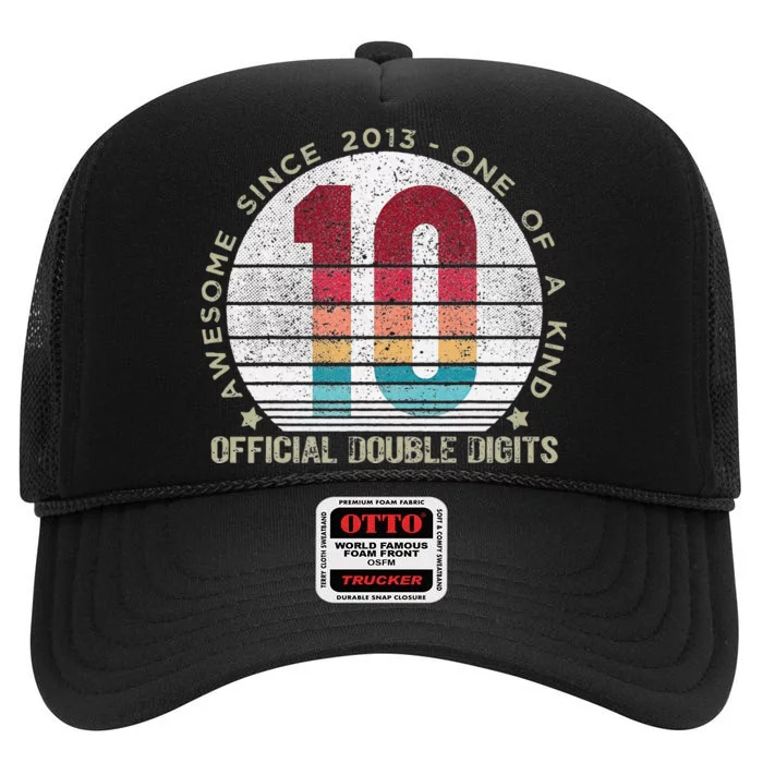 Double Digits Vintage 10 Year Old 10th Birthday Love High Crown Mesh Trucker Hat