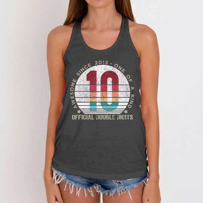 Double Digits Vintage 10 Year Old 10th Birthday Love Women's Knotted Racerback Tank