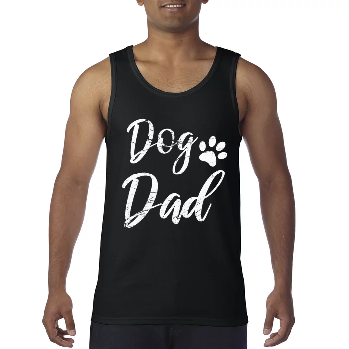 Dog Dad Vintage Distressed Design Funny Dog Paw Tank Top