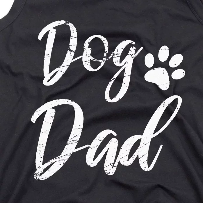 Dog Dad Vintage Distressed Design Funny Dog Paw Tank Top