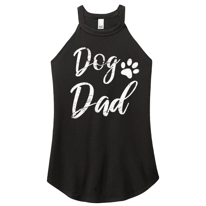 Dog Dad Vintage Distressed Design Funny Dog Paw Women’s Perfect Tri Rocker Tank