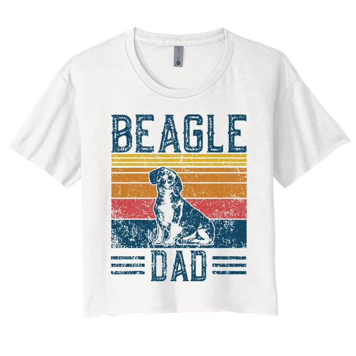 Dog Dad Vintage Beagle Dad Women's Crop Top Tee