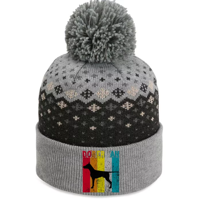 Dober Dog Vintage Retro Style Gift The Baniff Cuffed Pom Beanie