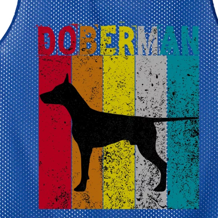 Dober Dog Vintage Retro Style Gift Mesh Reversible Basketball Jersey Tank