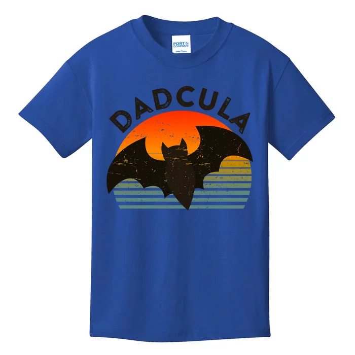 Dadcula Dad Vampire Bat Retro Vintage Sunset Halloween Gift Kids T-Shirt