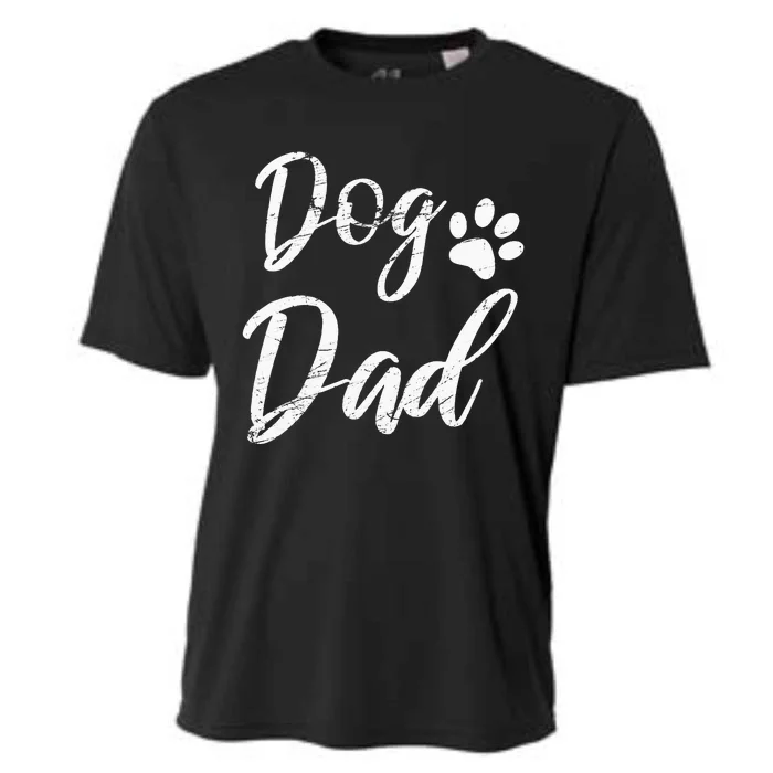 Dog Dad Vintage Distressed Design Funny Dog Paw Cooling Performance Crew T-Shirt