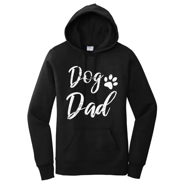 Dog Dad Vintage Distressed Design Funny Dog Paw Women's Pullover Hoodie