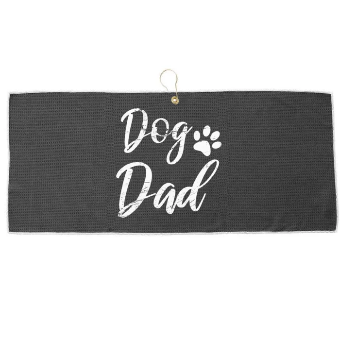 Dog Dad Vintage Distressed Design Funny Dog Paw Large Microfiber Waffle Golf Towel