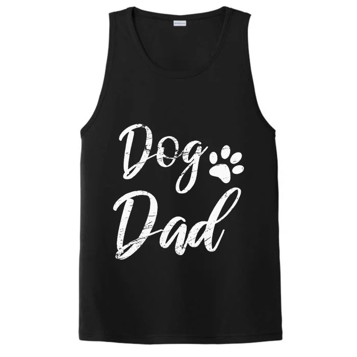 Dog Dad Vintage Distressed Design Funny Dog Paw Performance Tank