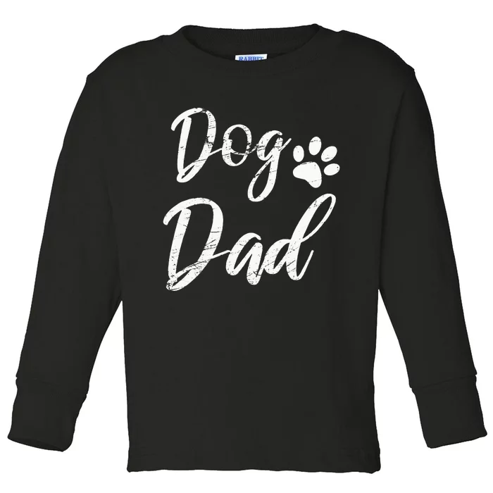 Dog Dad Vintage Distressed Design Funny Dog Paw Toddler Long Sleeve Shirt