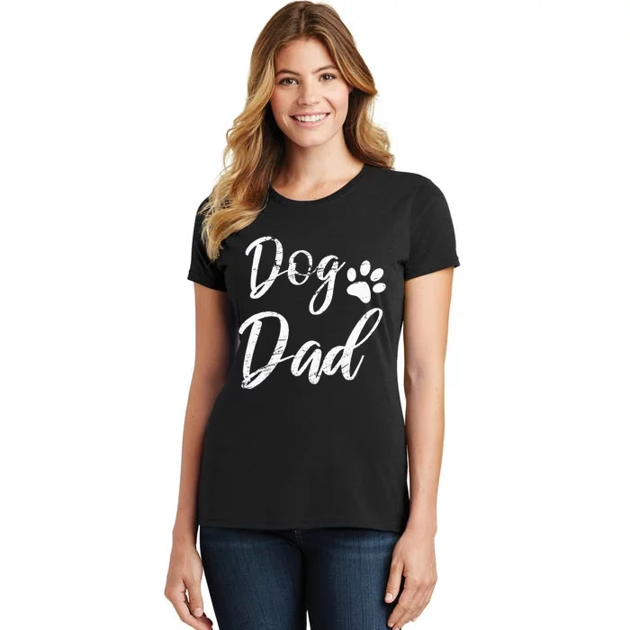 Dog Dad Vintage Distressed Design Funny Dog Paw Women's T-Shirt