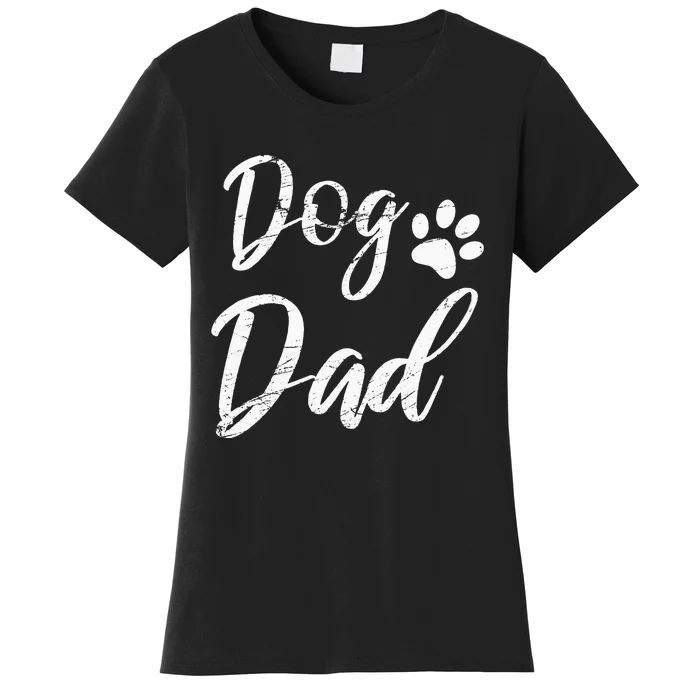 Dog Dad Vintage Distressed Design Funny Dog Paw Women's T-Shirt