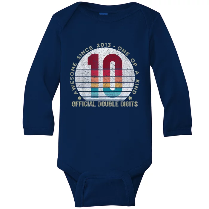 Double Digits Vintage 10 Year Old 10th Birthday. Baby Long Sleeve Bodysuit