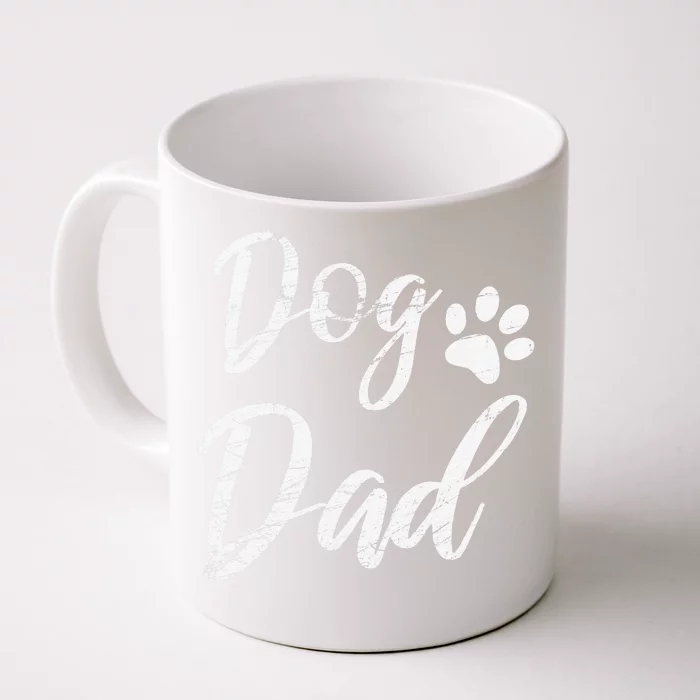 Dog Dad Vintage Distressed Design Funny Dog Paw Front & Back Coffee Mug