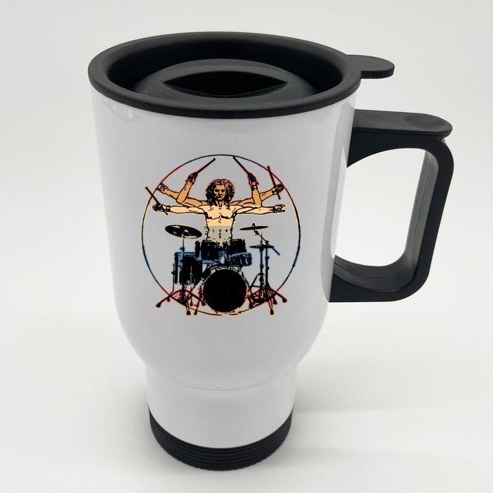 Davinci Drummer Vintage Front & Back Stainless Steel Travel Mug