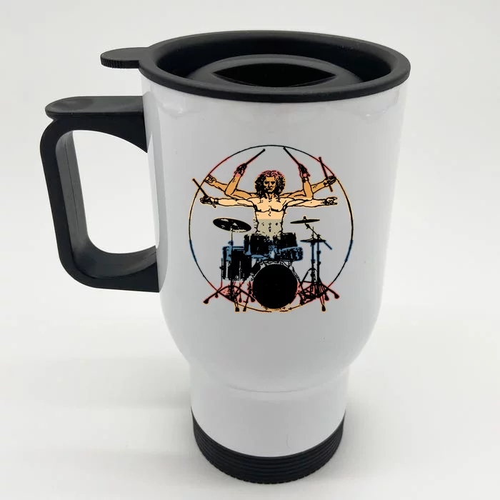 Davinci Drummer Vintage Front & Back Stainless Steel Travel Mug