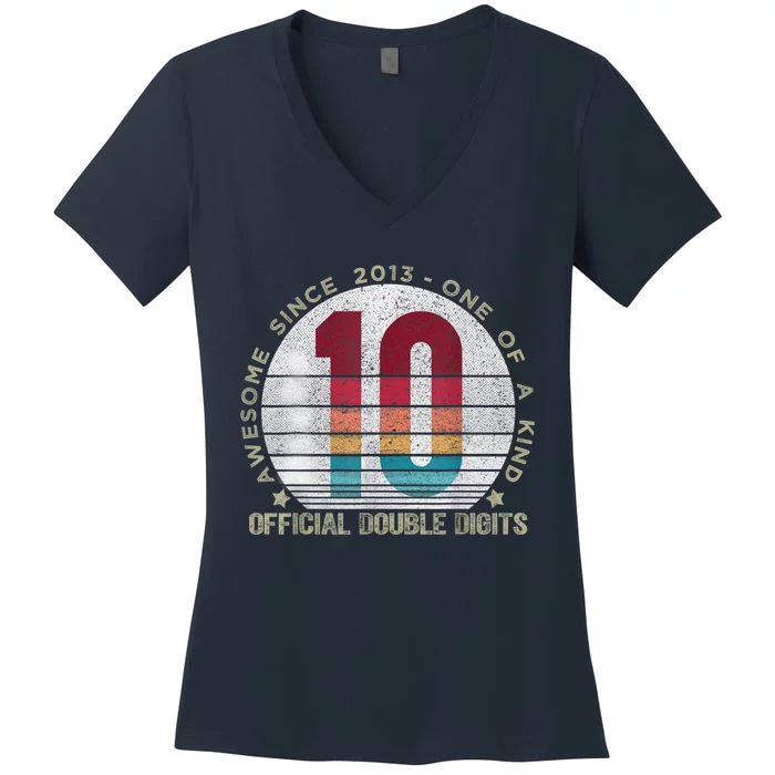 Double Digits Vintage 10 Year Old 10th Birthday Women's V-Neck T-Shirt