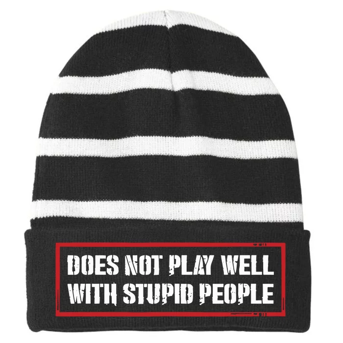 David Draiman Wearing Does Not Play Well With Stupid People Striped Beanie with Solid Band