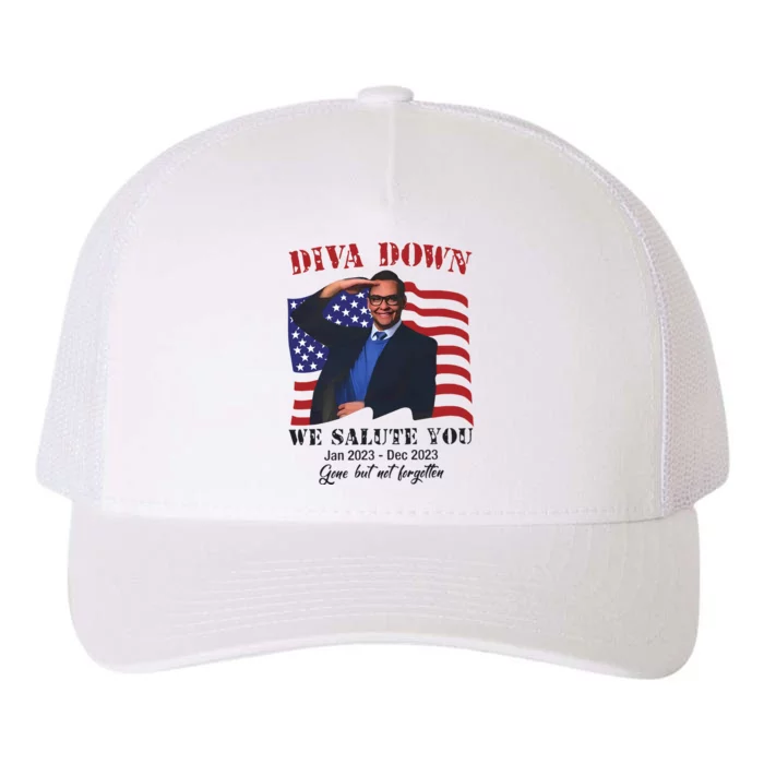 Diva Down We Salute You George Santos Yupoong Adult 5-Panel Trucker Hat