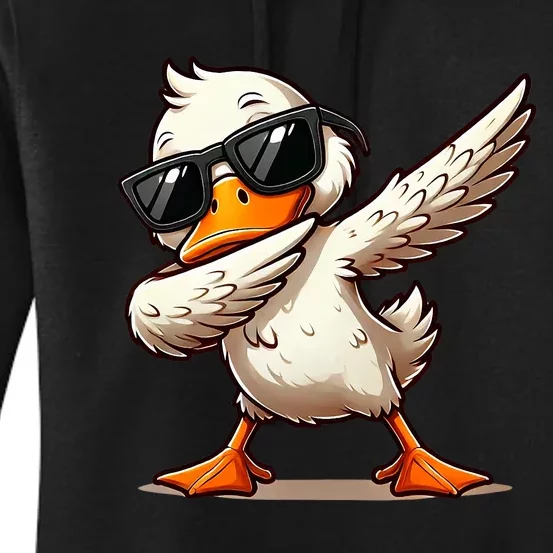 Dabbing Duck With Sunglasses Funny Cartoon Graphic Women's Pullover Hoodie