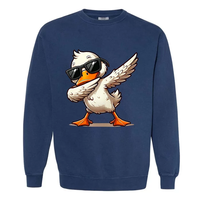 Dabbing Duck With Sunglasses Funny Cartoon Graphic Garment-Dyed Sweatshirt