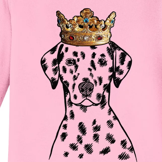 Dalmatian Dog Wearing Crown Baby Long Sleeve Bodysuit