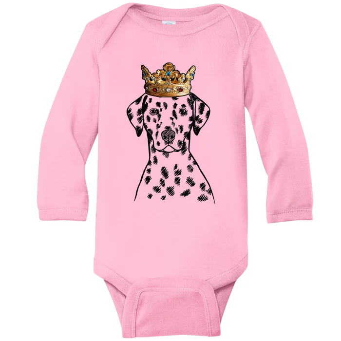 Dalmatian Dog Wearing Crown Baby Long Sleeve Bodysuit