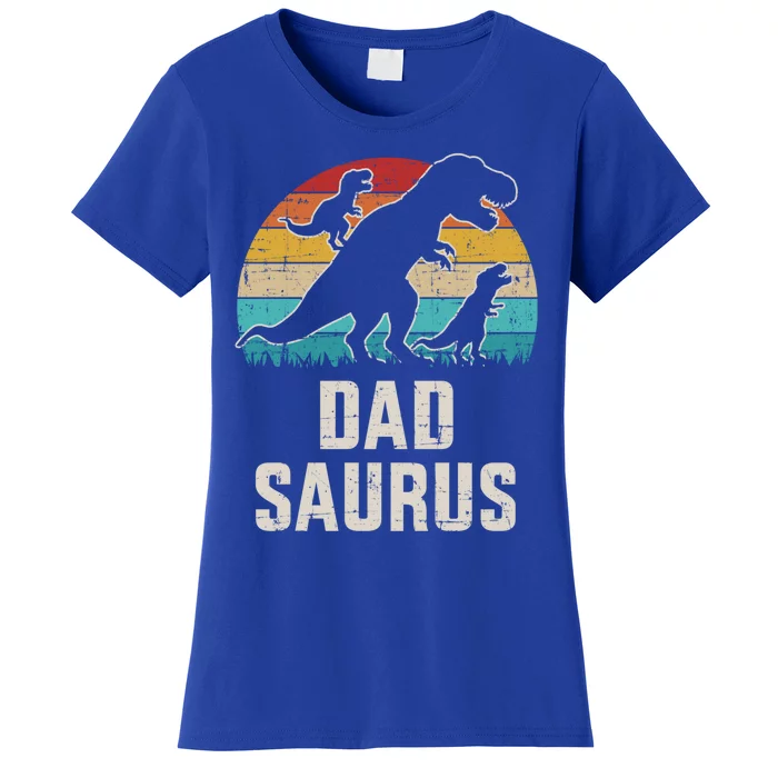 Dadsaurus Dinosaur With Two Vintage For Father's Day Great Gift Women's T-Shirt