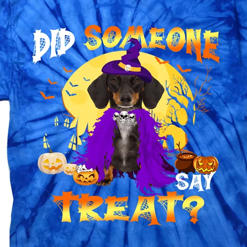 Dachshund Dog Witch Boo Moon Pumpkin Halloween Spooky Season Gift Tie-Dye T-Shirt