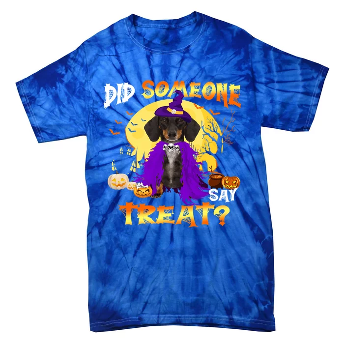 Dachshund Dog Witch Boo Moon Pumpkin Halloween Spooky Season Gift Tie-Dye T-Shirt