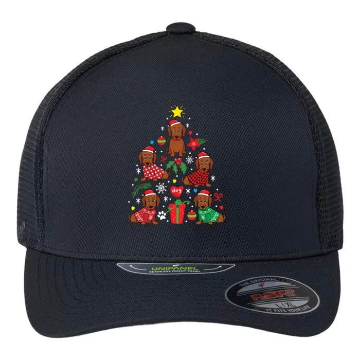 Dachshund Doxie Weenie Christmas Tree Costume Gift Flexfit Unipanel Trucker Cap