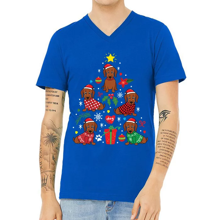 Dachshund Doxie Weenie Christmas Tree Costume Gift V-Neck T-Shirt