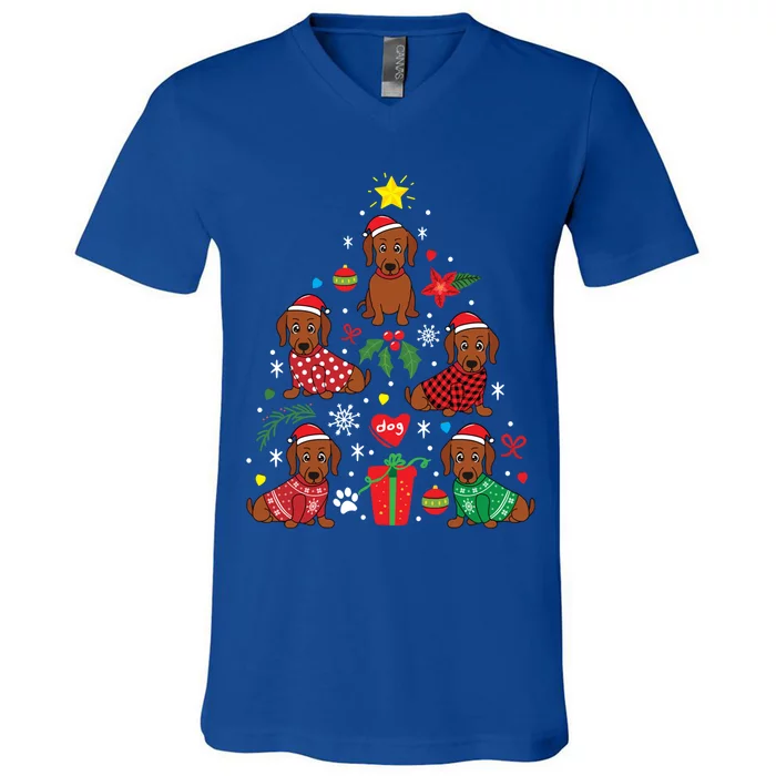 Dachshund Doxie Weenie Christmas Tree Costume Gift V-Neck T-Shirt