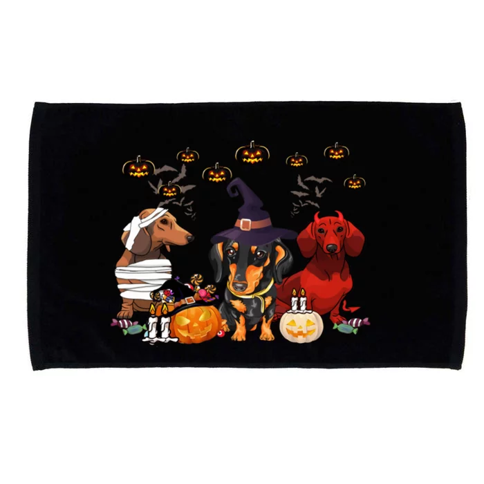 Dachshund Dog Witch Mummy Pumpkin Halloween Spooky Season Gift Microfiber Hand Towel