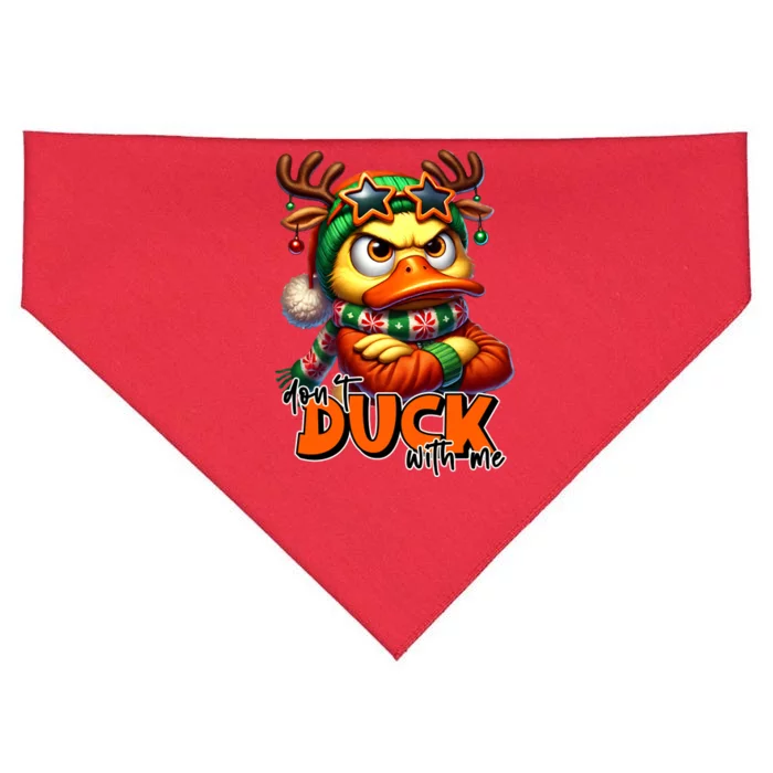 Dont Duck With Me Funny Sarcastic Grumpy Duck Christmas USA-Made Doggie Bandana