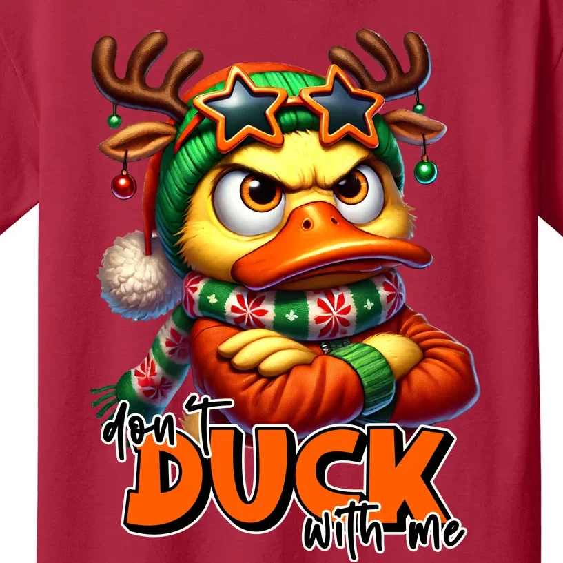 Dont Duck With Me Funny Sarcastic Grumpy Duck Christmas Kids T-Shirt