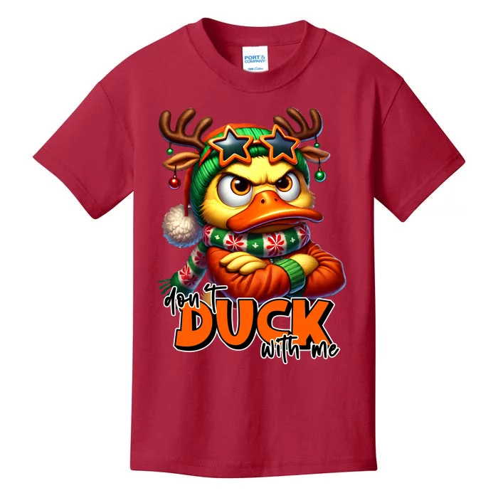 Dont Duck With Me Funny Sarcastic Grumpy Duck Christmas Kids T-Shirt