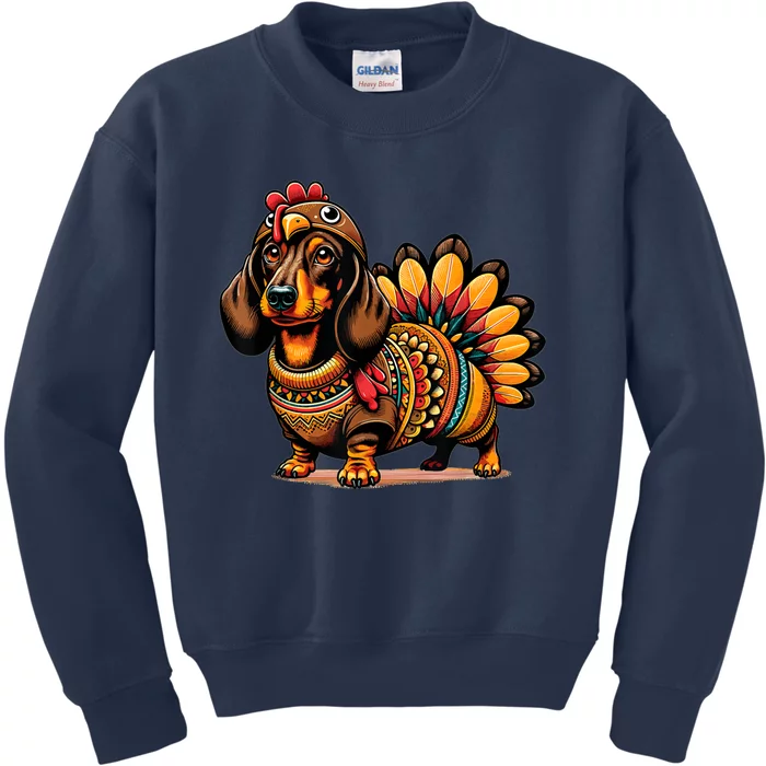 Dachshund Dog Weiner Turkey Costume Thanksgiving Women Kids Sweatshirt