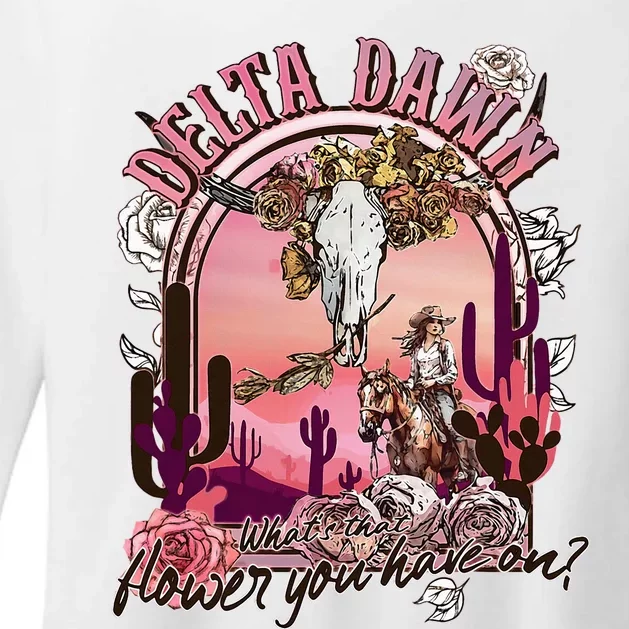 Delta Dawn WhatS That Flower You Have On Western Country Womens CVC Long Sleeve Shirt