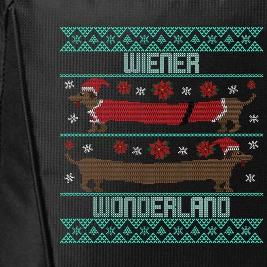 Dachshund Dog Wiener Wonderland Ugly Christmas Sweater Funny Meaningful Gift City Backpack