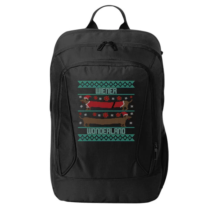 Dachshund Dog Wiener Wonderland Ugly Christmas Sweater Funny Meaningful Gift City Backpack