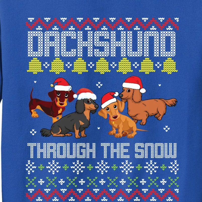 Dachshund Dogs With Noel Costume Dancing Through The Snow Gift Tall Sweatshirt