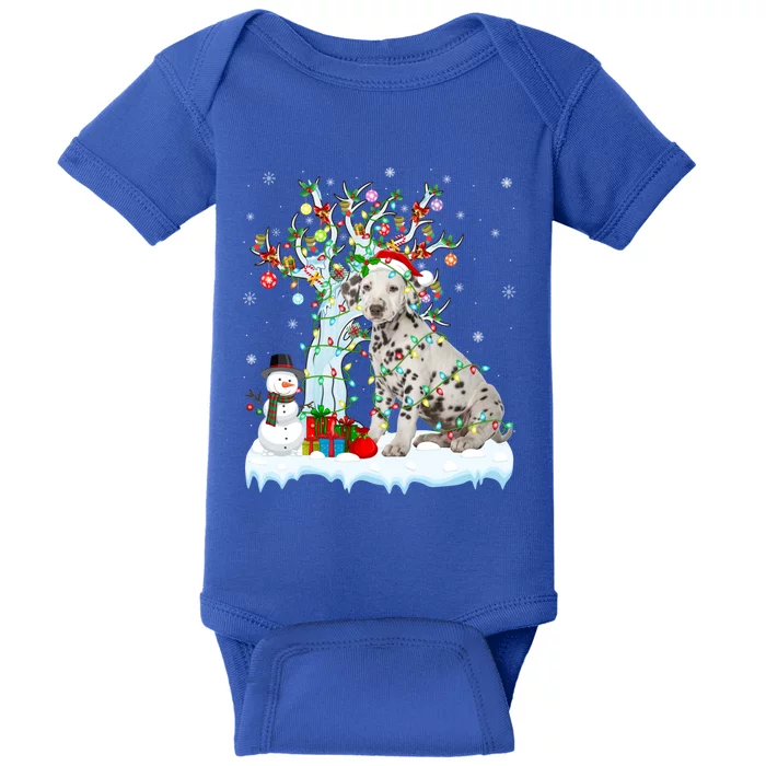 Dalmatian Dog Xmas Tree Lighting Santa Dalmatian Christmas Gift Baby Bodysuit