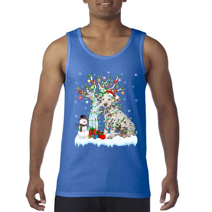 Dalmatian Dog Xmas Tree Lighting Santa Dalmatian Christmas Gift Tank Top