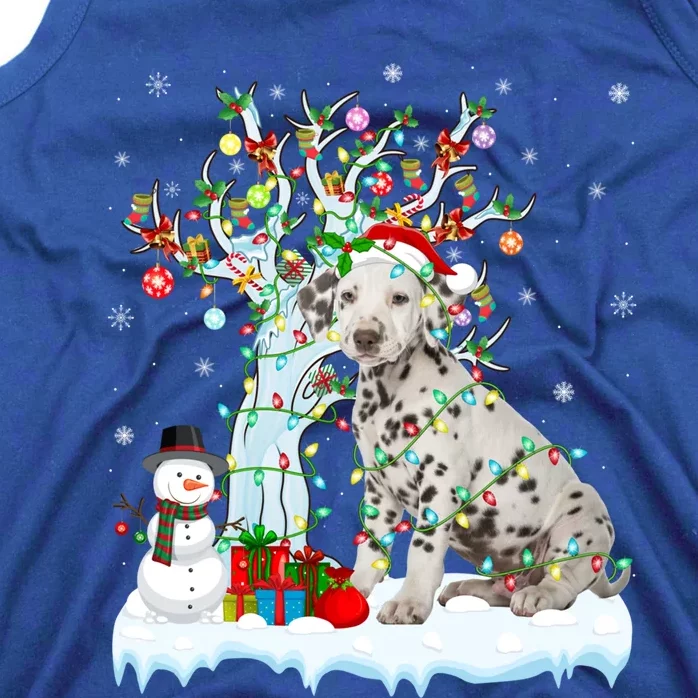 Dalmatian Dog Xmas Tree Lighting Santa Dalmatian Christmas Gift Tank Top