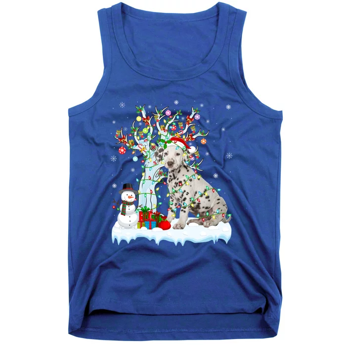 Dalmatian Dog Xmas Tree Lighting Santa Dalmatian Christmas Gift Tank Top